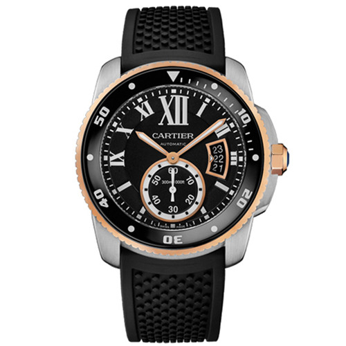 高仿卡地亚手表 最新最好 1比1正品开模 CARTIER CALIBRE DE CARTIER 卡地亚卡历博潜水表 间玫瑰金表盘 W7100055 TF-卡地亚CARTIER