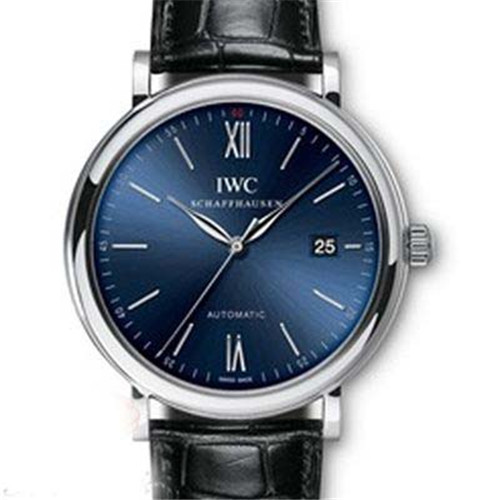 高仿萬國表 IWC 柏濤菲諾系列IW356512 白金色抛光表盤 永不不掉色，藍色表面，瑞士2892機械機心，商務型手表，MK廠頂級做工，最新V3版-万国 IWC