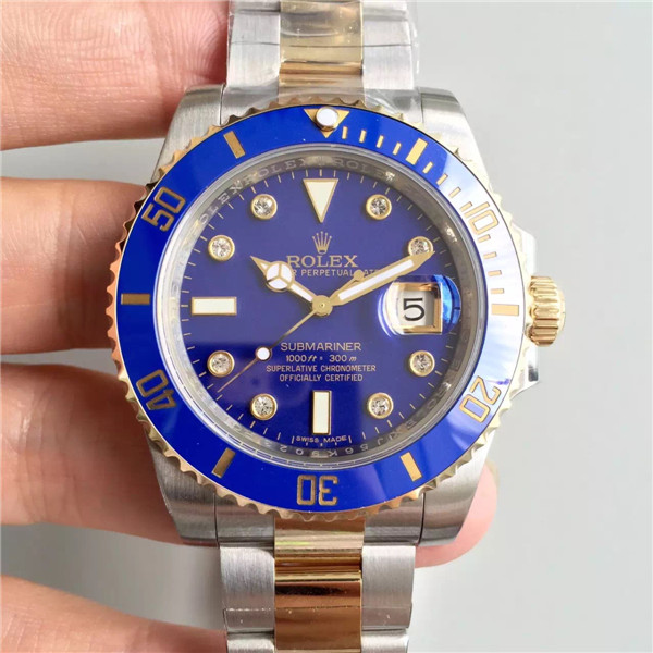 N厂 劳力士包金蓝水鬼 rolex 潜航者型系列116619LB 瑞士机械机心 蓝色包金表盘，不退色 真正的超级A货做工 NOOB工厂 最新V7S版-勞力士Rolex