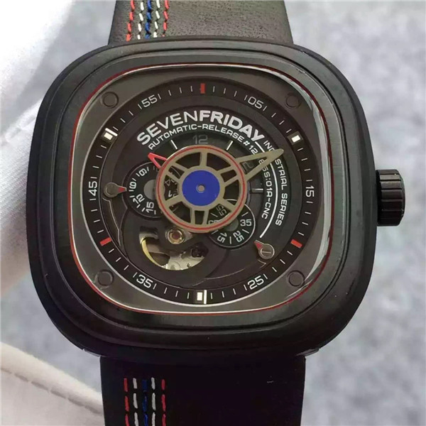 一比一sevenfriday 手表 AAA七个星期五 黑色盘黑色表带P3-01泰国限量版 Miyota 82S7机芯-SevenFriday7个星期五