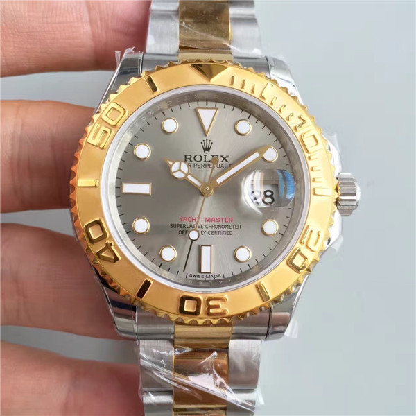 超a勞力士遊艇,ROLEX Yacht-Master 16623，銀灰色錶盤,黄金色表殼，ETA2836机心，Noob工廠V7版,最好的仿真度版本，3a仿表-勞力士Rolex