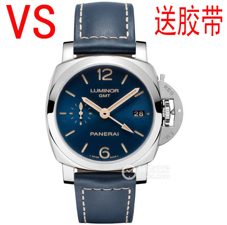 VS廠，一比一PANERAI LUMINOR1950系列PAM00688仿表，42mm男女配帶，瑞士机械機心，藍色表盤和表帶，GMT時區跟正品一样，超级乱真款-沛纳海PANERAI