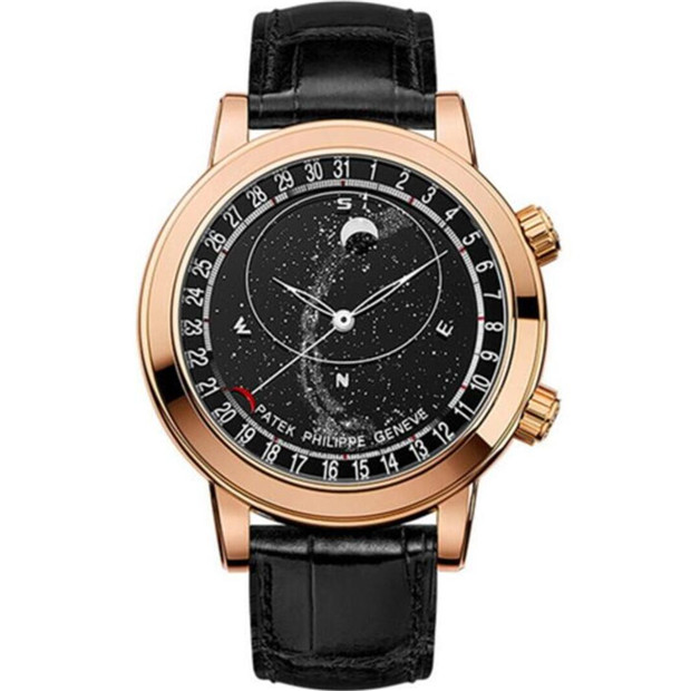 一比一百達翡麗PP超級複雜功能星空(Celestial)腕錶6102R，18k玫瑰金精鋼錶殼，黑色錶盤，和原裝一樣的月相功能，背透機心，超A 1:1做工-百達翡麗Patek Philippe