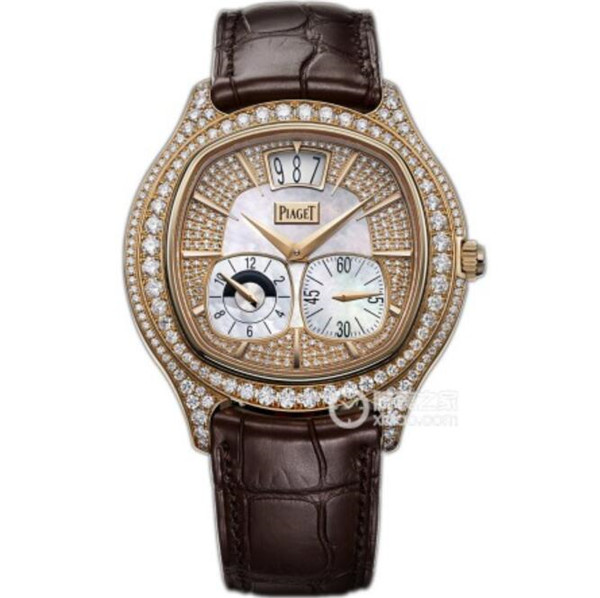 伯爵PIAGET鑲鑽新品男表 一比一復刻伯爵BLACK -TIE系列G0A32020腕錶，18k玫瑰金錶殼鑲襯圓形美鑽，Emperador枕形腕錶，滿天星鑽手錶-伯爵 Piaget
