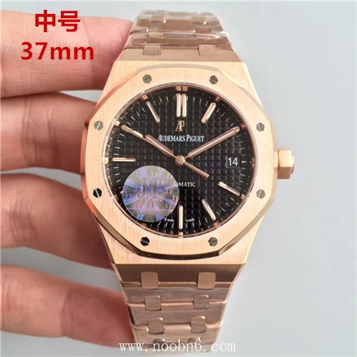 JF廠精品 一比一高仿AP愛彼皇家橡樹系列15450OR腕錶，37mm，適合男女配戴，超A原版復刻，18k玫瑰金錶殼，黑面，最頂級版本，台灣仿表-愛彼Audemars Piguet